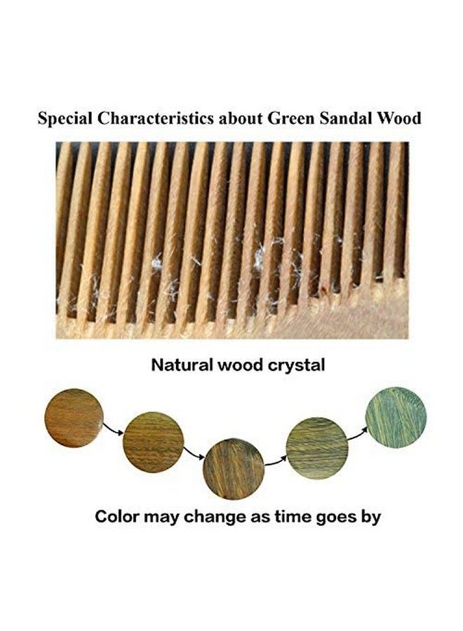 100% Handmade Natural Green Sandalwood With Buffalo Horn Hair Combs Antistatic Sandalwood Scent Natural Hair Detangler Wooden Combs (Buffalo Horn Tail Comb)