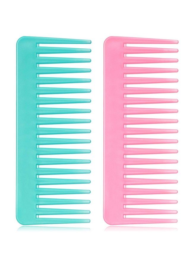 Large Hair Detangling Comb Wide Tooth Comb For Curly Hair Wet Dry Hair No Handle Detangler Comb Styling Shampoo Comb (Cyan Pink)