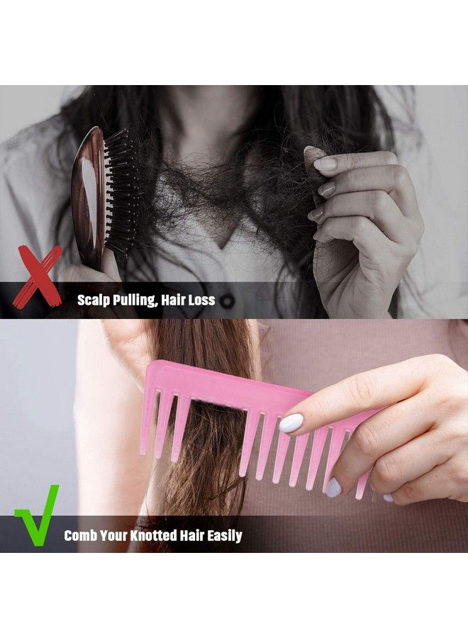 Large Hair Detangling Comb Wide Tooth Comb For Curly Hair Wet Dry Hair No Handle Detangler Comb Styling Shampoo Comb (Cyan Pink)