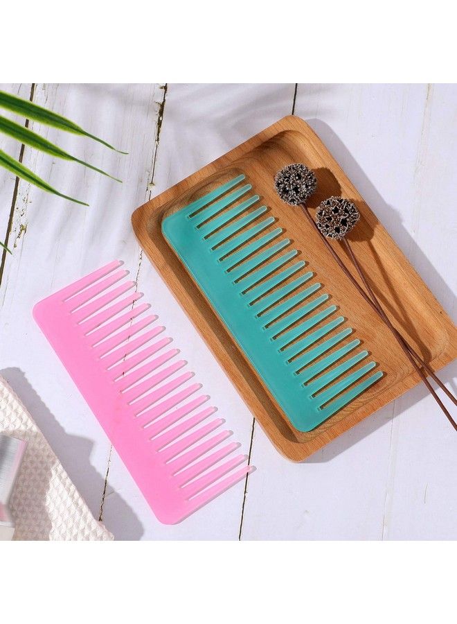 Large Hair Detangling Comb Wide Tooth Comb For Curly Hair Wet Dry Hair No Handle Detangler Comb Styling Shampoo Comb (Cyan Pink)