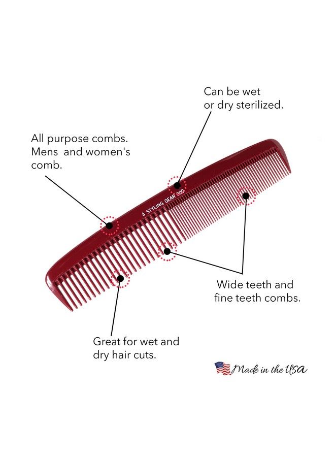 300 Large Comb 8.5 In. Specialty Hair Styling Cutting Master Barber Stylist Combs Burgundy 1 Pc.