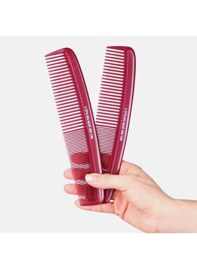 300 Large Comb 8.5 In. Specialty Hair Styling Cutting Master Barber Stylist Combs Burgundy 2 Pcs.