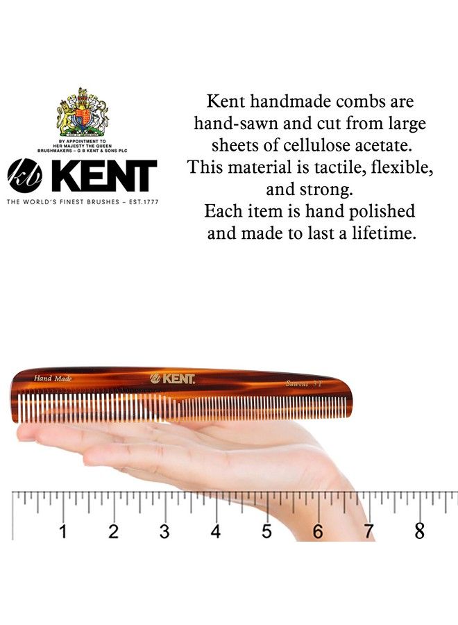 3T 6.5 Inch Double Tooth Hair Dressing Comb Fine And Wide Tooth Dresser Comb For Hair Beard And Mustache Coarse And Fine Hair Styling Grooming Comb For Men Women And Kids. Made In England