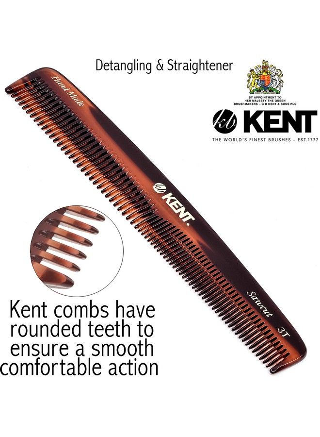 3T 6.5 Inch Double Tooth Hair Dressing Comb Fine And Wide Tooth Dresser Comb For Hair Beard And Mustache Coarse And Fine Hair Styling Grooming Comb For Men Women And Kids. Made In England