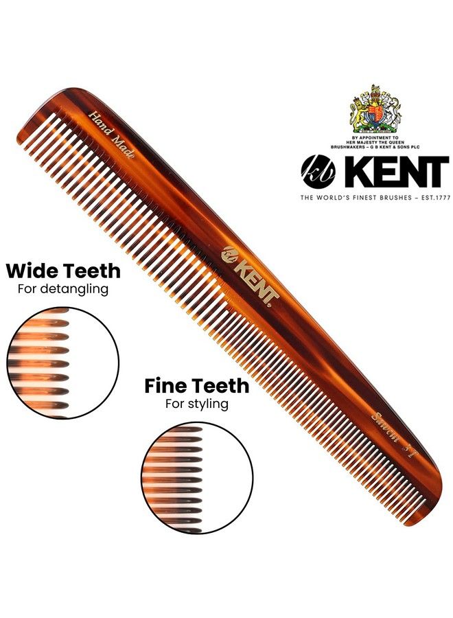 3T 6.5 Inch Double Tooth Hair Dressing Comb Fine And Wide Tooth Dresser Comb For Hair Beard And Mustache Coarse And Fine Hair Styling Grooming Comb For Men Women And Kids. Made In England