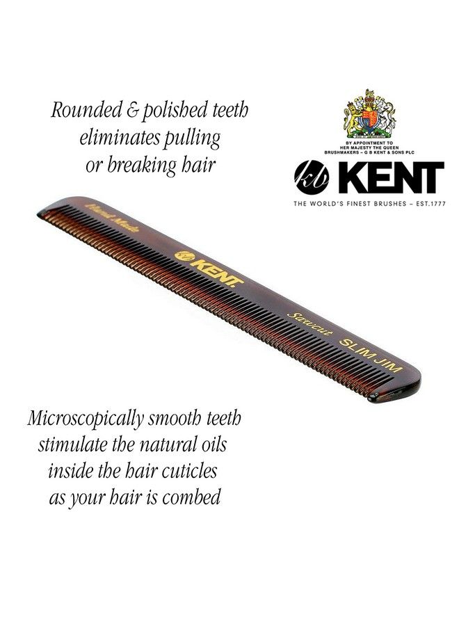 Slim Jim Handmade All Fine Tooth Pocket Comb For Men Hair Comb Straightener For Everyday Grooming Styling Hair Mustache And Beard Use Dry Or With Balms Saw Cut Hand Polished Made In England