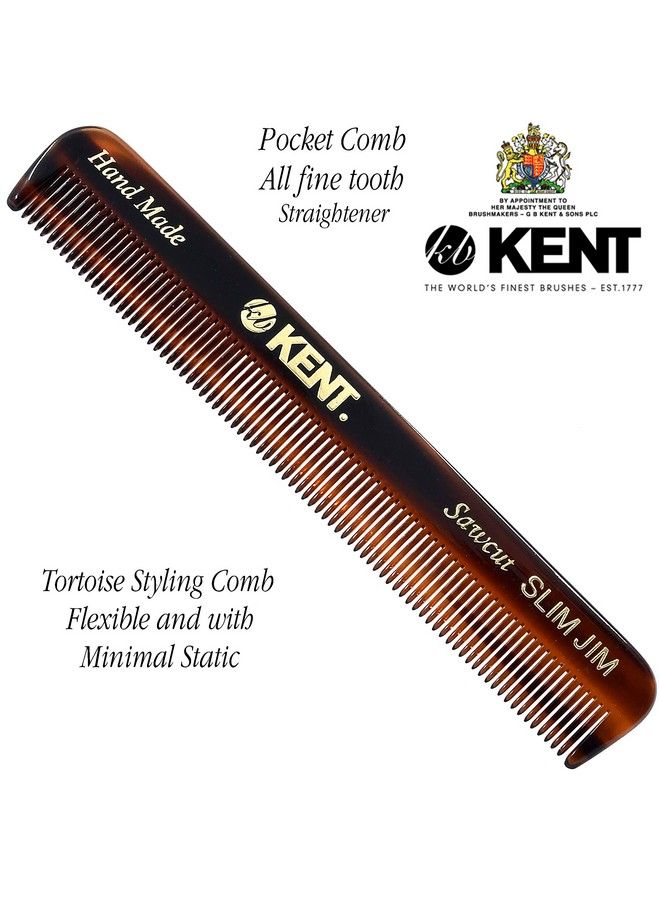 Slim Jim Handmade All Fine Tooth Pocket Comb For Men Hair Comb Straightener For Everyday Grooming Styling Hair Mustache And Beard Use Dry Or With Balms Saw Cut Hand Polished Made In England