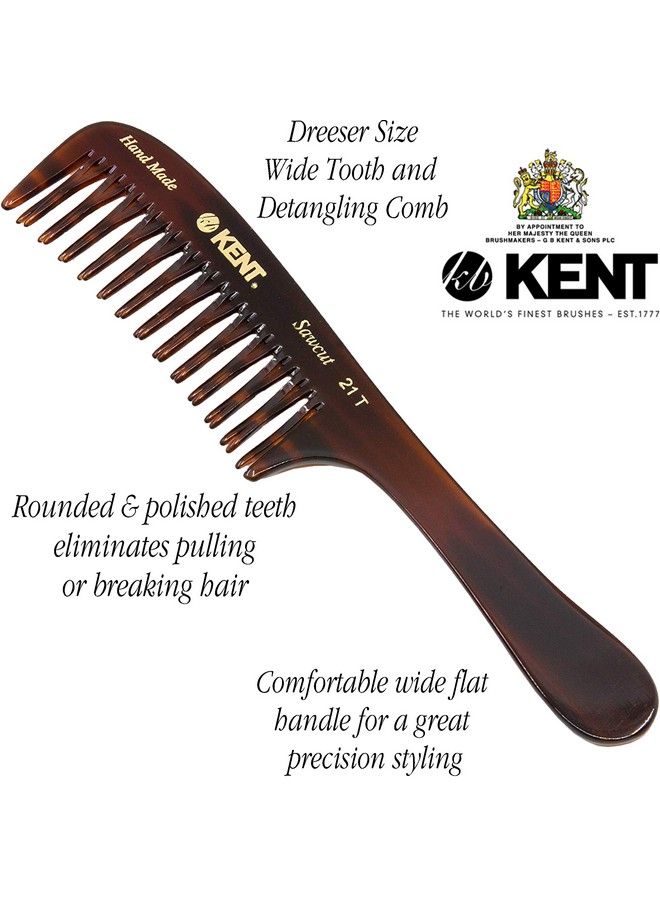 21T 8 Inch Large Hair Detangling Comb Wide Teeth For Thick Curly Wavy Hair. Long Hair Detangler Comb For Wet And Dry. Handmade Of Quality Cellulose Sawcut Hand Polished Made In England