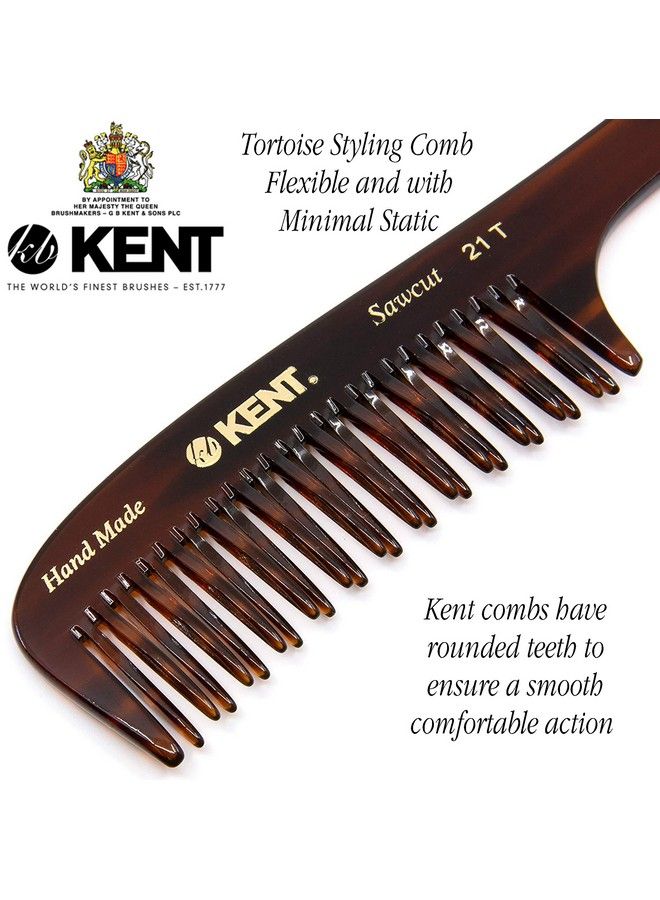 21T 8 Inch Large Hair Detangling Comb Wide Teeth For Thick Curly Wavy Hair. Long Hair Detangler Comb For Wet And Dry. Handmade Of Quality Cellulose Sawcut Hand Polished Made In England