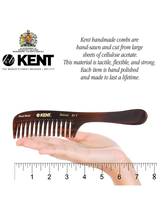 21T 8 Inch Large Hair Detangling Comb Wide Teeth For Thick Curly Wavy Hair. Long Hair Detangler Comb For Wet And Dry. Handmade Of Quality Cellulose Sawcut Hand Polished Made In England