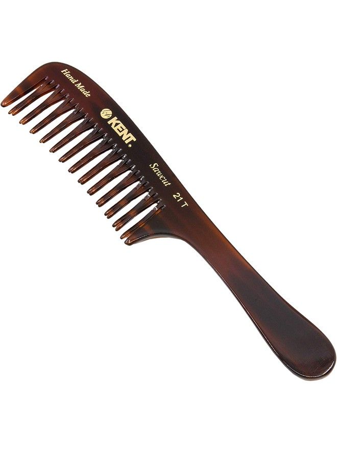 21T 8 Inch Large Hair Detangling Comb Wide Teeth For Thick Curly Wavy Hair. Long Hair Detangler Comb For Wet And Dry. Handmade Of Quality Cellulose Sawcut Hand Polished Made In England