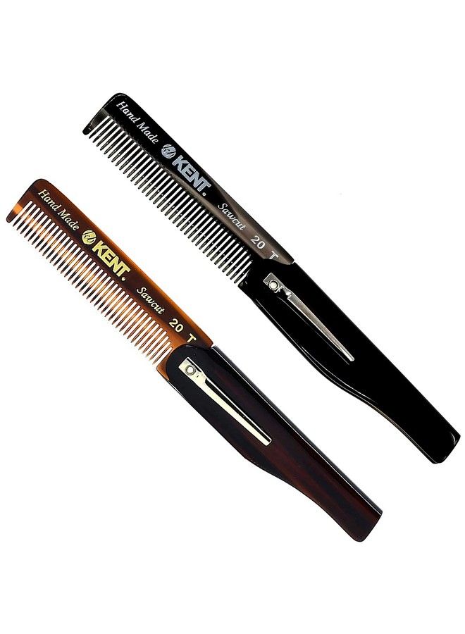 20T Handmade Folding Pocket Comb For Men Fine Tooth Hair Comb Straightener For Everyday Grooming Styling Hair Beard Or Mustache Use Dry Or With Balms Saw Cut Hand Polished Made In England