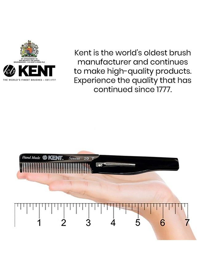 20T Handmade Folding Pocket Comb For Men Fine Tooth Hair Comb Straightener For Everyday Grooming Styling Hair Beard Or Mustache Use Dry Or With Balms Saw Cut Hand Polished Made In England