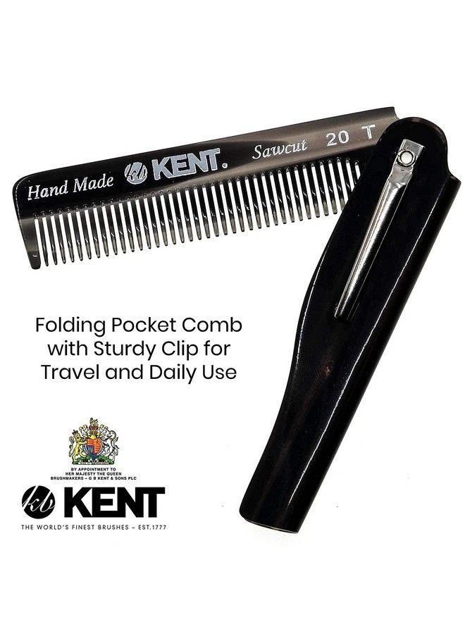 20T Handmade Folding Pocket Comb For Men Fine Tooth Hair Comb Straightener For Everyday Grooming Styling Hair Beard Or Mustache Use Dry Or With Balms Saw Cut Hand Polished Made In England