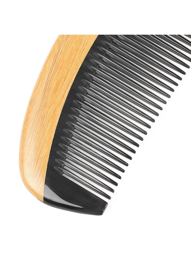 Nedor 100% Handmade Natural Green Sandalwood With Buffalo Horn Hair Combs Antistatic Sandalwood Scent Natural Hair Detangler Wooden Combs (Buffalo Horn Oval Fine Tooth)