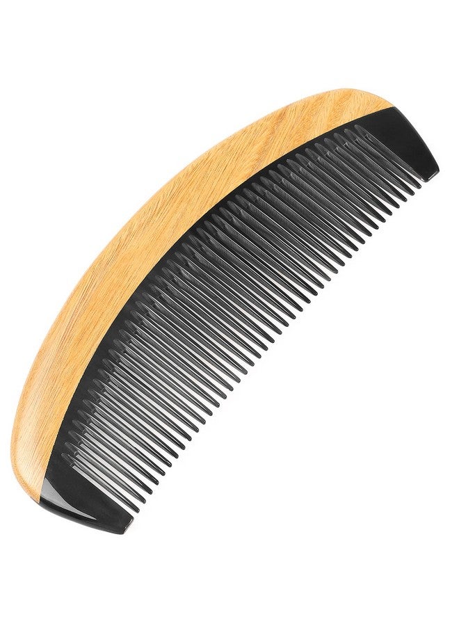 Nedor 100% Handmade Natural Green Sandalwood With Buffalo Horn Hair Combs Antistatic Sandalwood Scent Natural Hair Detangler Wooden Combs (Buffalo Horn Oval Fine Tooth)