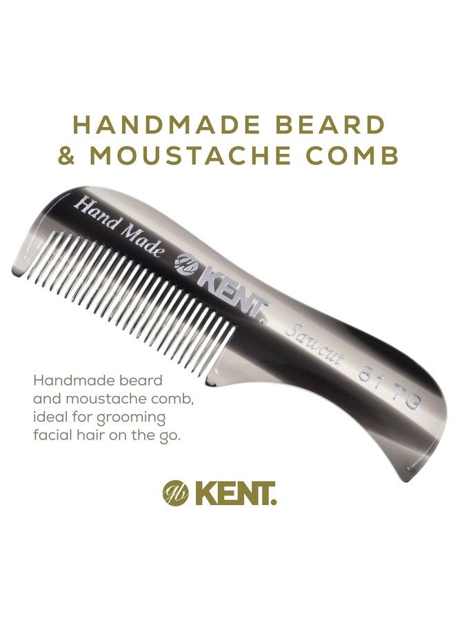 Ent A 81T Graphite Xsmall Gentleman'S Beard And Mustache Pocket Comb Fine Toothed Pocket Size For Facial Hair Grooming And Styling. Sawcut Of Cellulose Acetate Hand Polished. Handmade In England