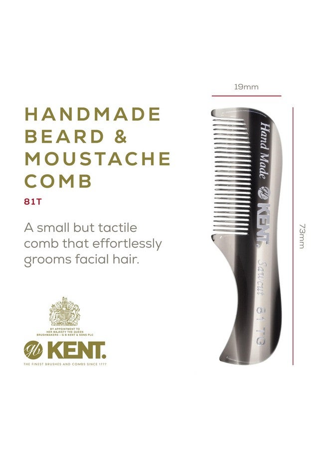 Ent A 81T Graphite Xsmall Gentleman'S Beard And Mustache Pocket Comb Fine Toothed Pocket Size For Facial Hair Grooming And Styling. Sawcut Of Cellulose Acetate Hand Polished. Handmade In England