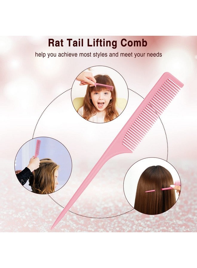 3 Pieces Plastic Rat Tail Comb Pintail Comb Fiber Teasing Comb 9 Inch Styling Comb With Thin And Long Handle For Men Women Girl Salon Home Supplies