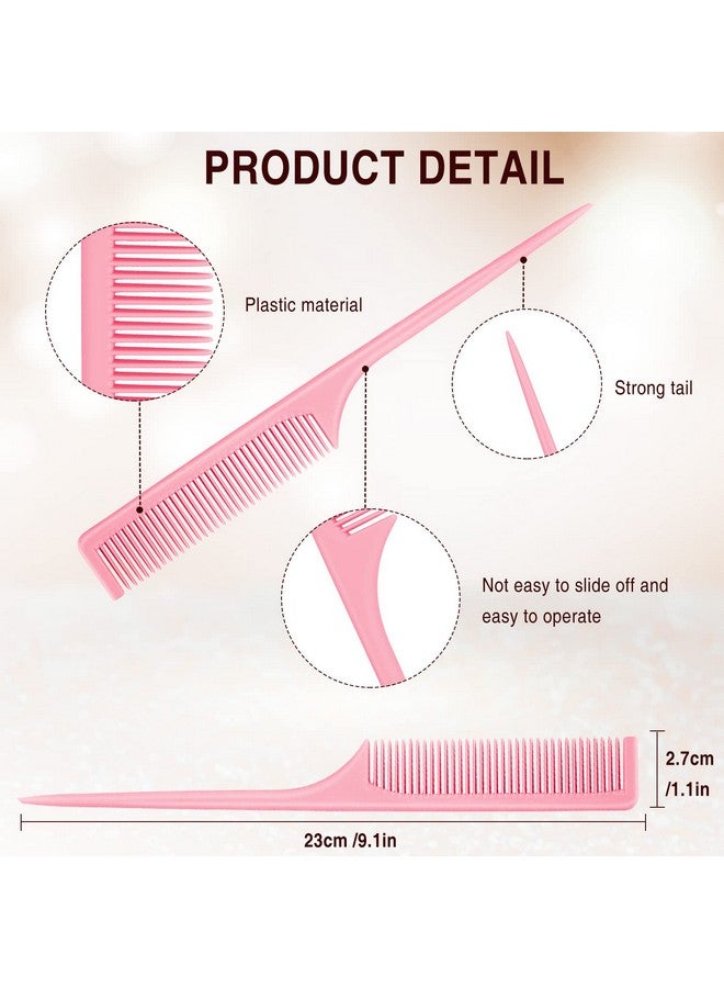 3 Pieces Plastic Rat Tail Comb Pintail Comb Fiber Teasing Comb 9 Inch Styling Comb With Thin And Long Handle For Men Women Girl Salon Home Supplies