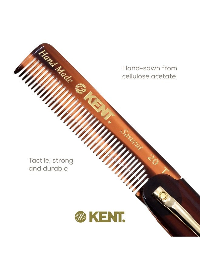 20T Handmade Folding Pocket Comb For Men Fine Tooth Hair Comb Straightener For Everyday Grooming Styling Hair Beard Or Mustache Use Dry Or With Balms Saw Cut Hand Polished Made In England