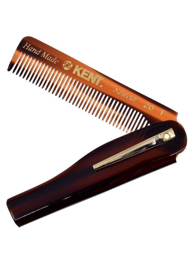 20T Handmade Folding Pocket Comb For Men Fine Tooth Hair Comb Straightener For Everyday Grooming Styling Hair Beard Or Mustache Use Dry Or With Balms Saw Cut Hand Polished Made In England