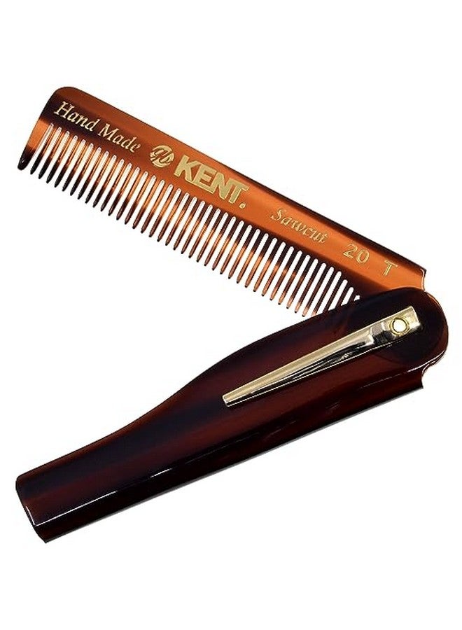 20T Handmade Folding Pocket Comb For Men Fine Tooth Hair Comb Straightener For Everyday Grooming Styling Hair Beard Or Mustache Use Dry Or With Balms Saw Cut Hand Polished Made In England