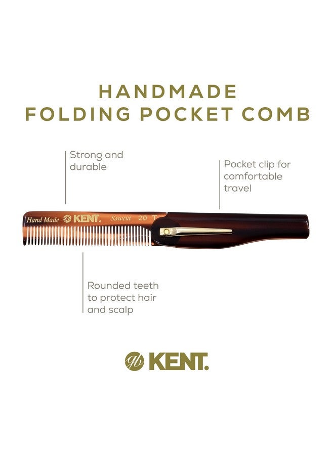 20T Handmade Folding Pocket Comb For Men Fine Tooth Hair Comb Straightener For Everyday Grooming Styling Hair Beard Or Mustache Use Dry Or With Balms Saw Cut Hand Polished Made In England