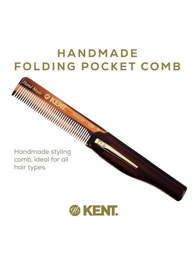 20T Handmade Folding Pocket Comb For Men Fine Tooth Hair Comb Straightener For Everyday Grooming Styling Hair Beard Or Mustache Use Dry Or With Balms Saw Cut Hand Polished Made In England