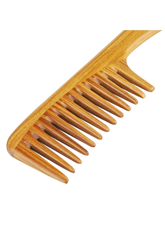 Handmade 100% Natural Green Sandalwood Hair Combs Antistatic Sandalwood Scent Natural Hair Detangler Wooden Comb (Extra Large Detangler Comb)