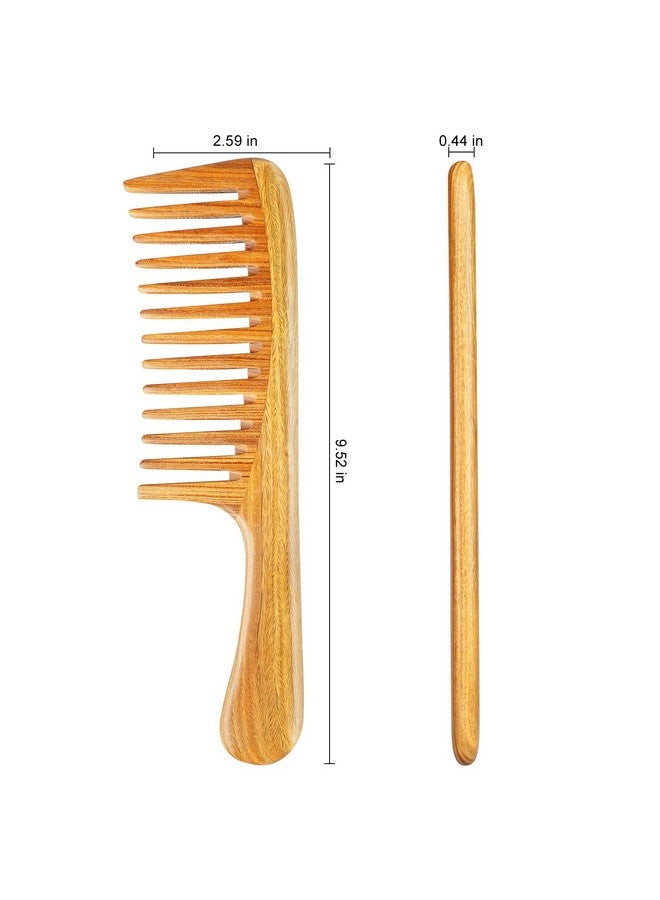 Handmade 100% Natural Green Sandalwood Hair Combs Antistatic Sandalwood Scent Natural Hair Detangler Wooden Comb (Extra Large Detangler Comb)