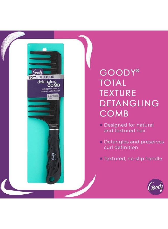 Total Texture Detangling Handle Comb Wide Spaced Teeth Preserve Curl Definition Painfree Hair Accessories For Women & Girls Durable For Everyday And Professional Use Black