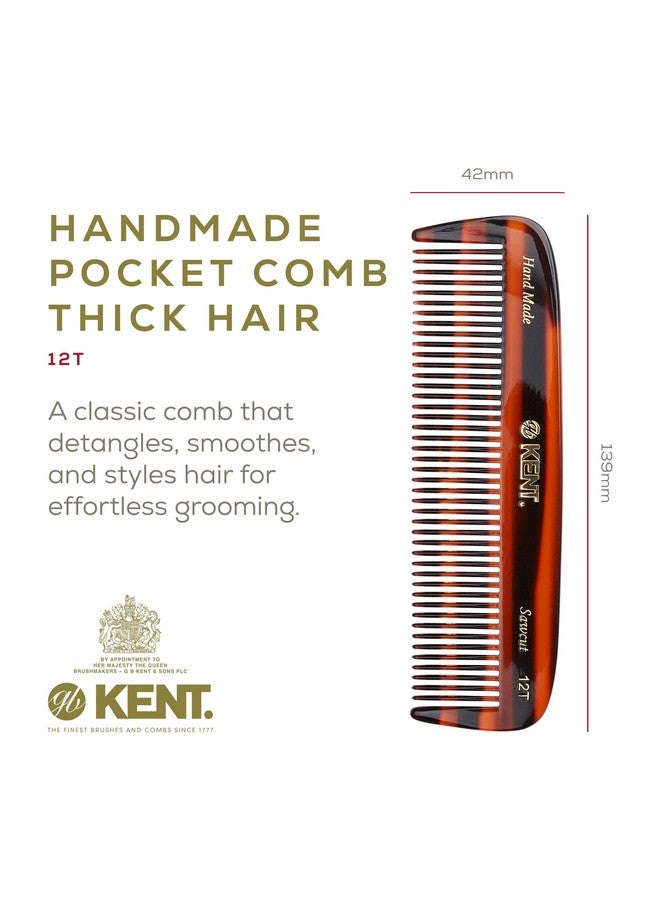 12T All Coarse Hair Detangling Comb Wide Teeth Pocket Comb For Thick Curly Wavy Hair. Hair Detangler Comb For Grooming Styling Hair Beard And Mustache. Sawcut Hand Polished. Handmade In England