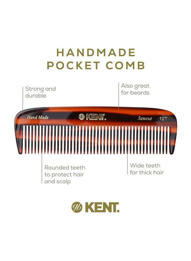 12T All Coarse Hair Detangling Comb Wide Teeth Pocket Comb For Thick Curly Wavy Hair. Hair Detangler Comb For Grooming Styling Hair Beard And Mustache. Sawcut Hand Polished. Handmade In England