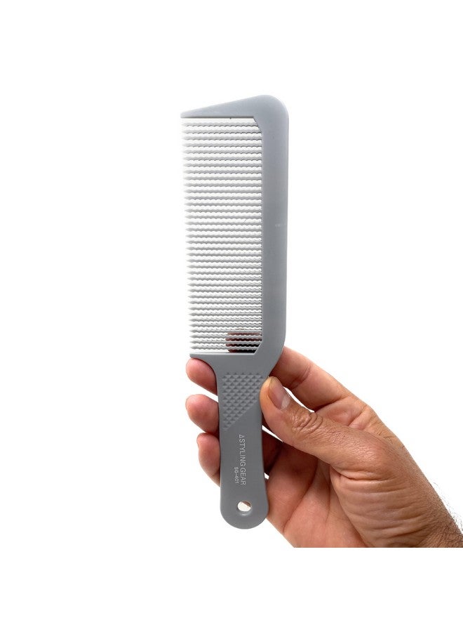 Tyling Gear 401 Extra Large Barber Comb For Flattops Clipper Comb Hair Cutting Long Handle Smooth Thumb Rest Wavy Teeth Heat Resistant Barber Combs Professional Flat Top Comb 1 Pc. (Gray)