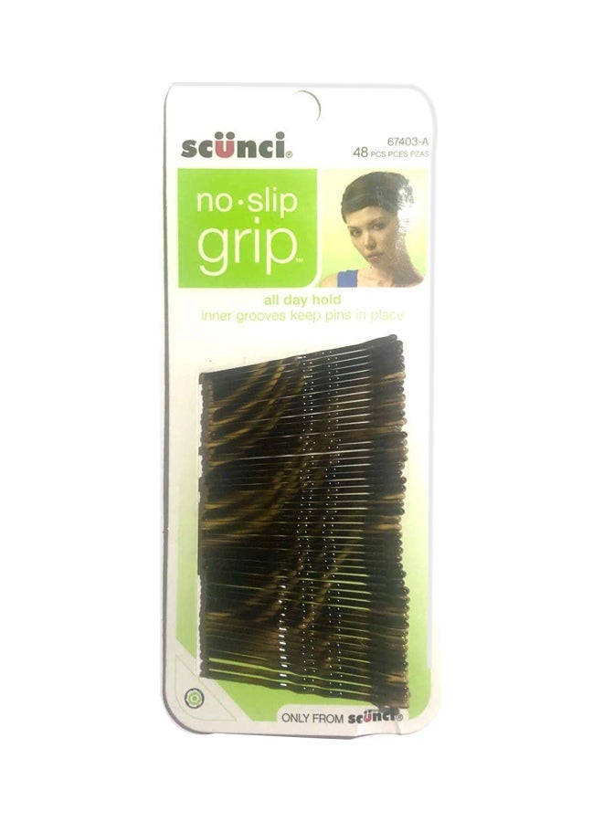 48-Piece No-Slip Grip Bobby Pin Set Black 2inch