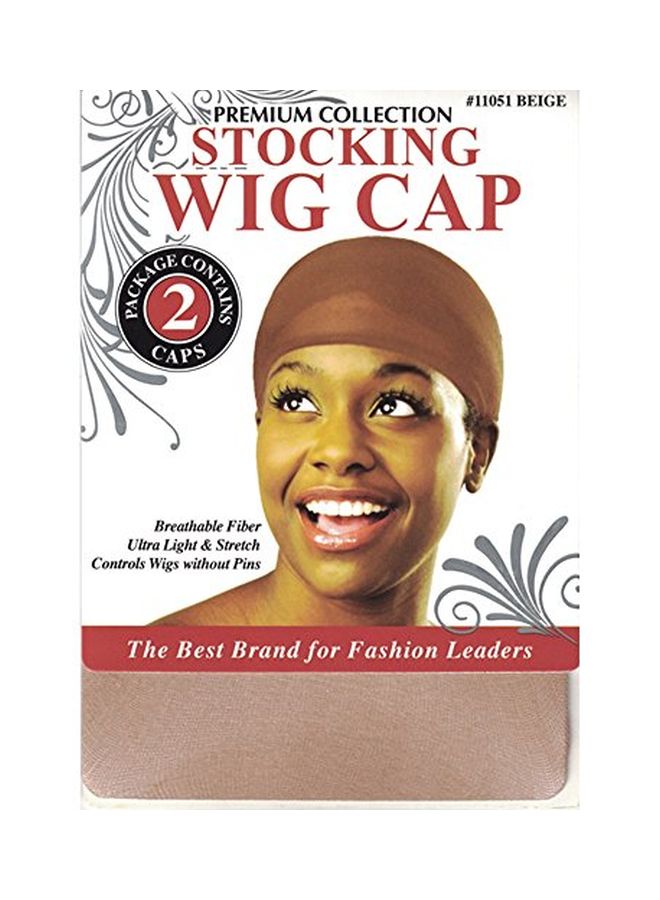 2-Piece Ultra Light Stretch Stocking Wig Cap Beige