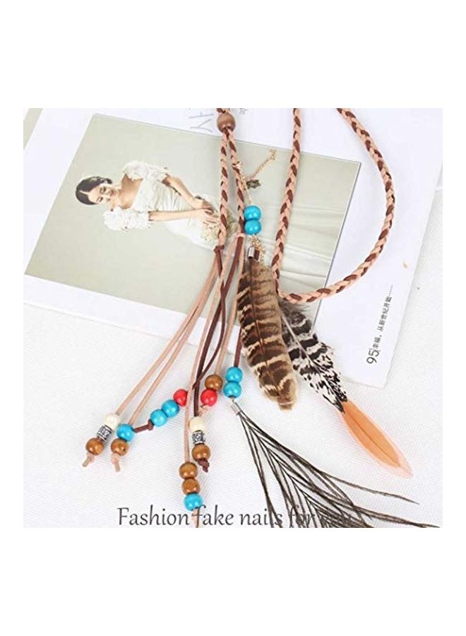 Peacock Feather Detail Boho Headband Multicolour