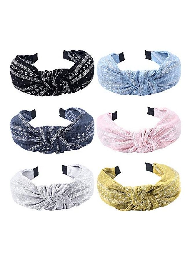 6-Piece Cotton Knotted Headbands Multicolour