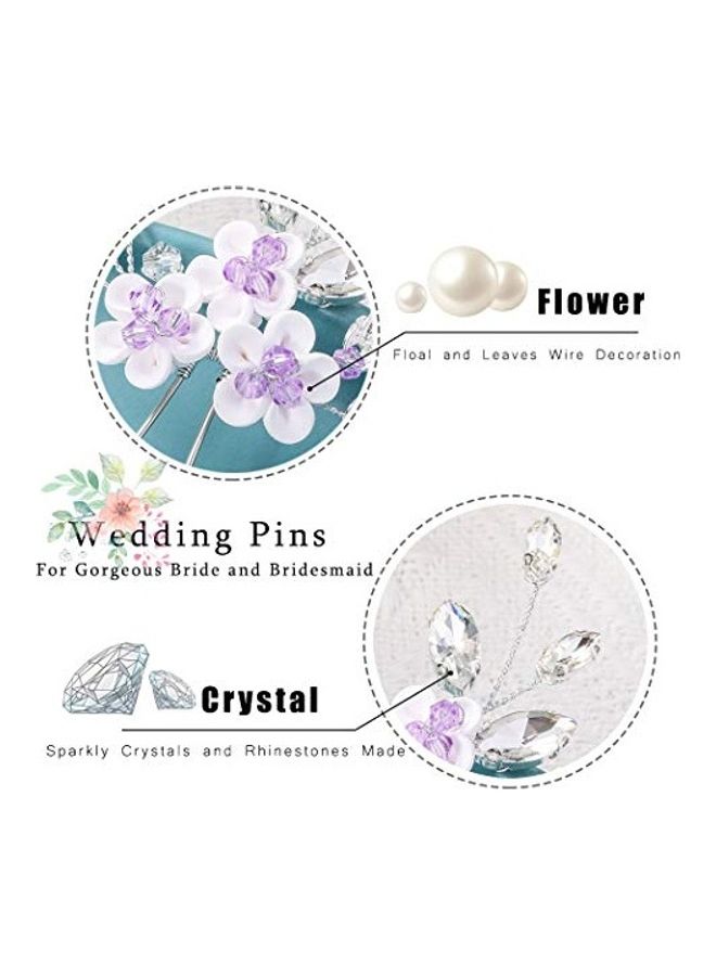 2-Piece Rhinestone Studded Bridal Hair Pin Silver