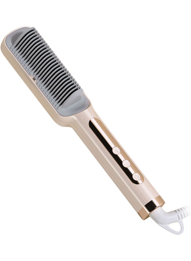 Portable Hair Ionic Electric Ceramic Straightening Comb Gold/Grey