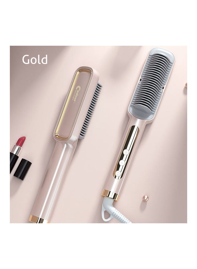 Portable Hair Ionic Electric Ceramic Straightening Comb Gold/Grey