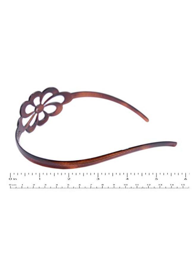 French Wide Flower Tortoise Shell Brown Celluloid Acetate Hair Headband