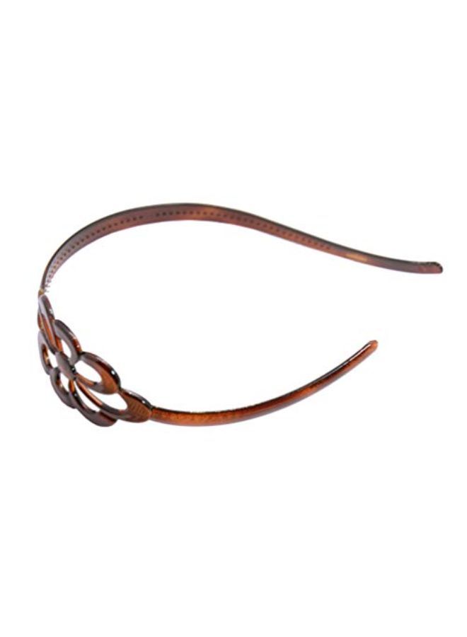 French Wide Flower Tortoise Shell Brown Celluloid Acetate Hair Headband
