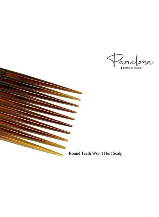 French Afro Lift Tortoise Shell Brown Extra Large 6? Celluloid Set Of 2 Salon Style Hairdressing Long Teeth Metal Free Hair Pick Combs For Women And Girls