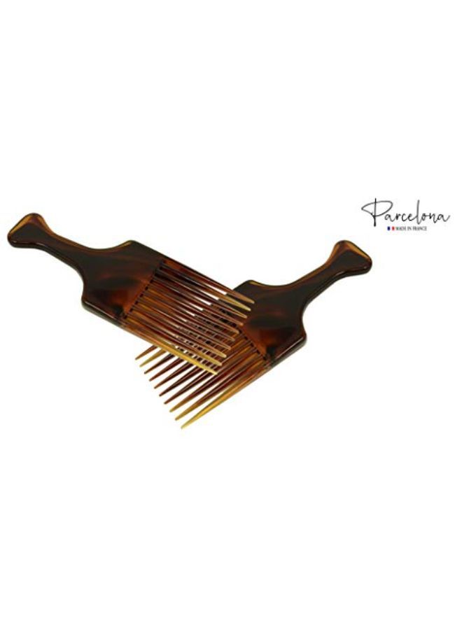 French Afro Lift Tortoise Shell Brown Extra Large 6? Celluloid Set Of 2 Salon Style Hairdressing Long Teeth Metal Free Hair Pick Combs For Women And Girls