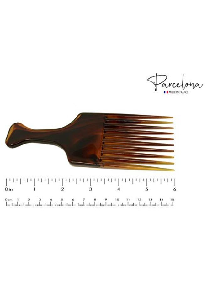 French Afro Lift Tortoise Shell Brown Extra Large 6? Celluloid Set Of 2 Salon Style Hairdressing Long Teeth Metal Free Hair Pick Combs For Women And Girls