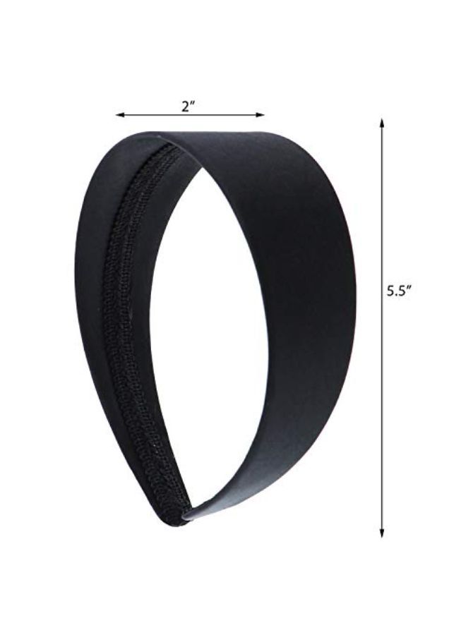 Black 2 Inch Wide Satin Hard Headband With No Teeth Head Band For Women And Girls ()
