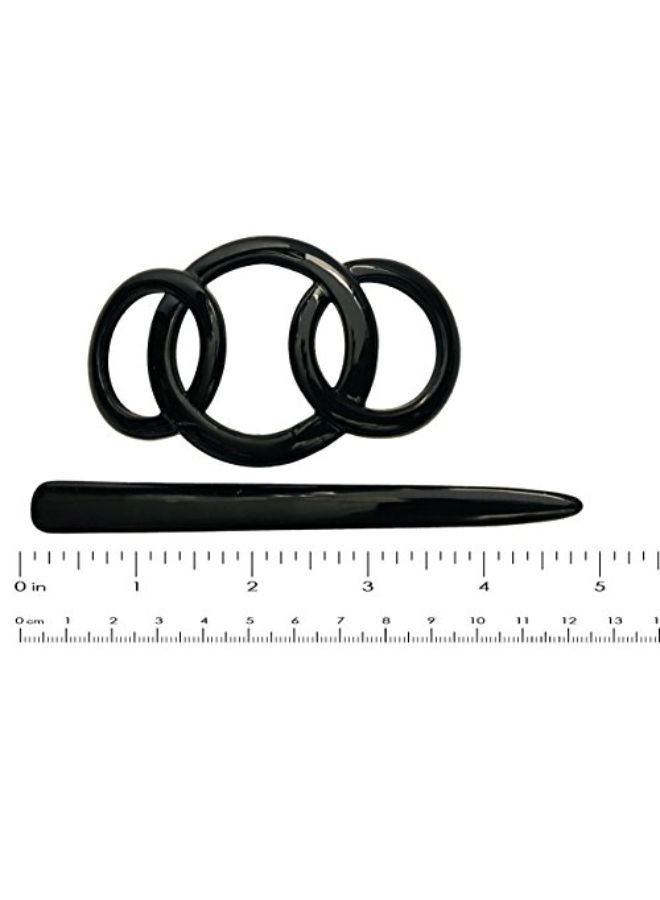 French Triple Ringed Black Hair Slider Pin Thru Ponytail Holder Hair Barrette With Stick