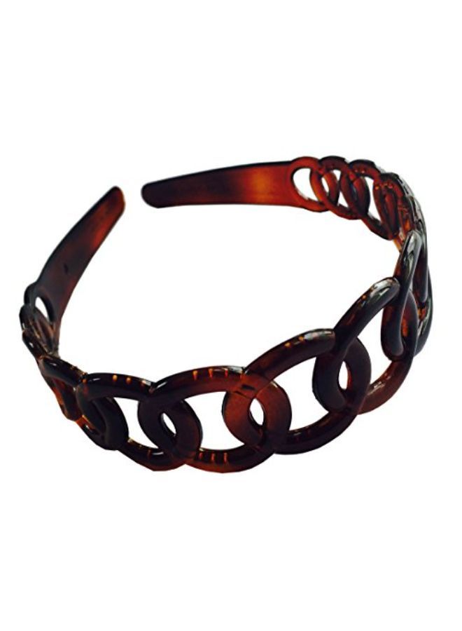 French Round Chain Tortoise Shell Brown Celluloid Acetate Flexible No Slip Sturdy And Durable Hair Clips Hair Headband For Women And Girls, Made In France